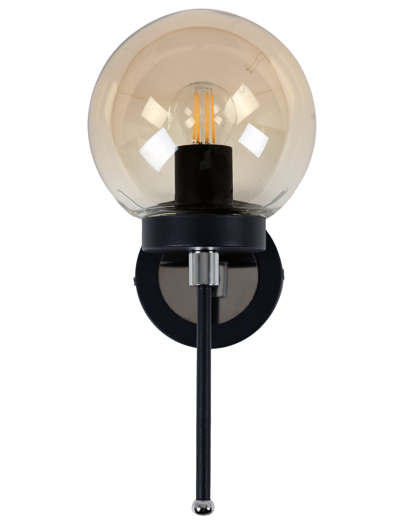 Applique murale globe ambre noir et chrome