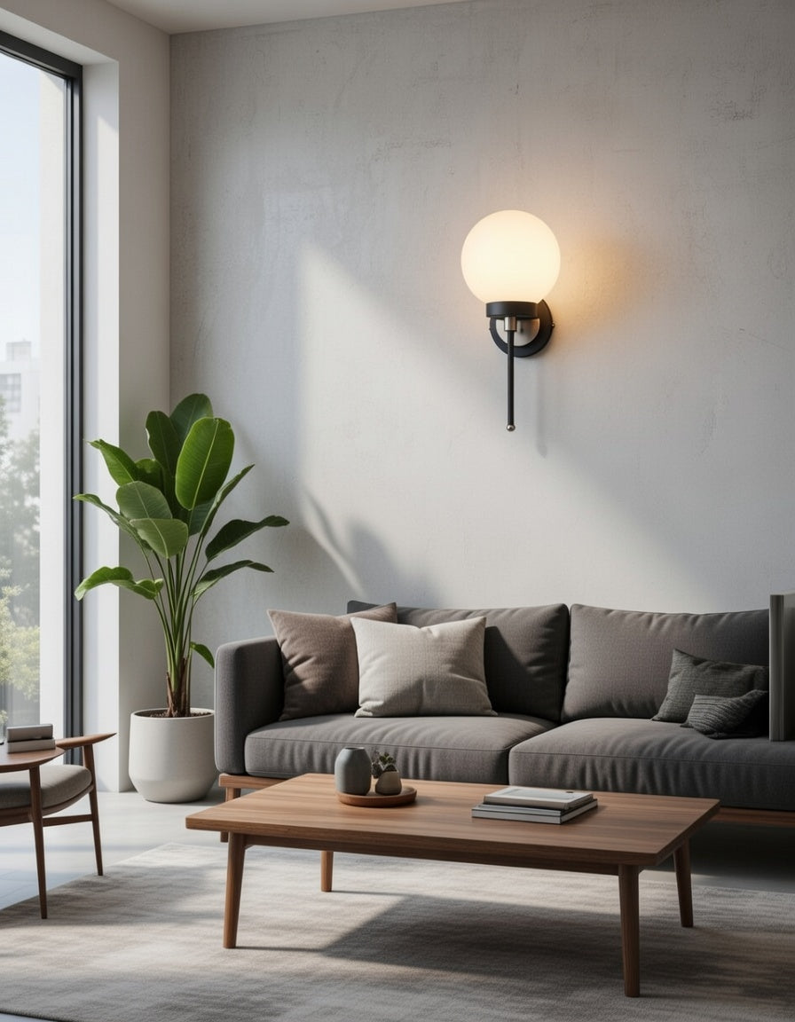 Applique murale globe noir et blanc