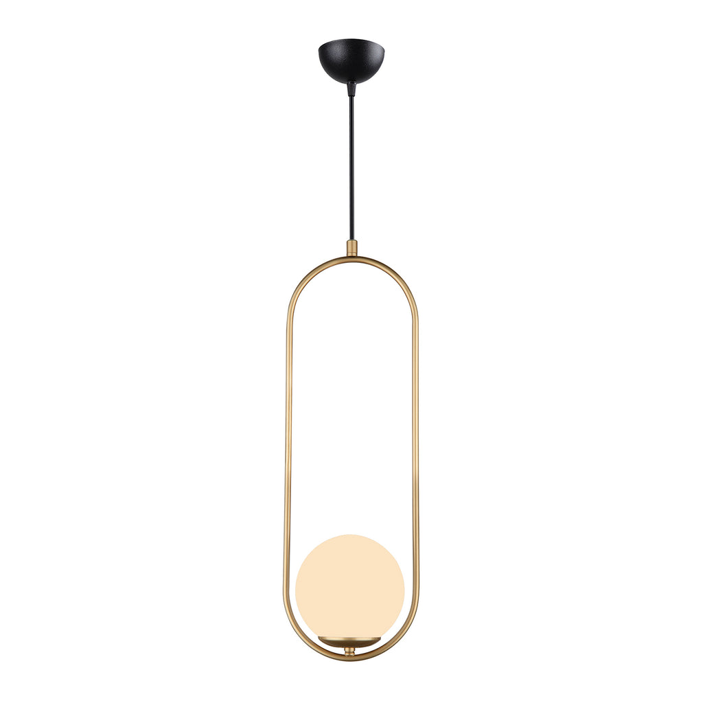 Lustre Suspendu Design Cadre Ovale Doré Globe