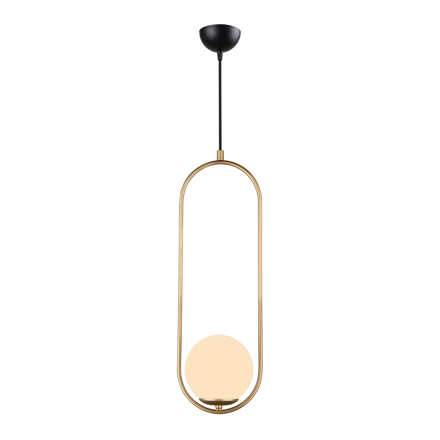 Lustre Suspendu Design Cadre Ovale Doré Globe