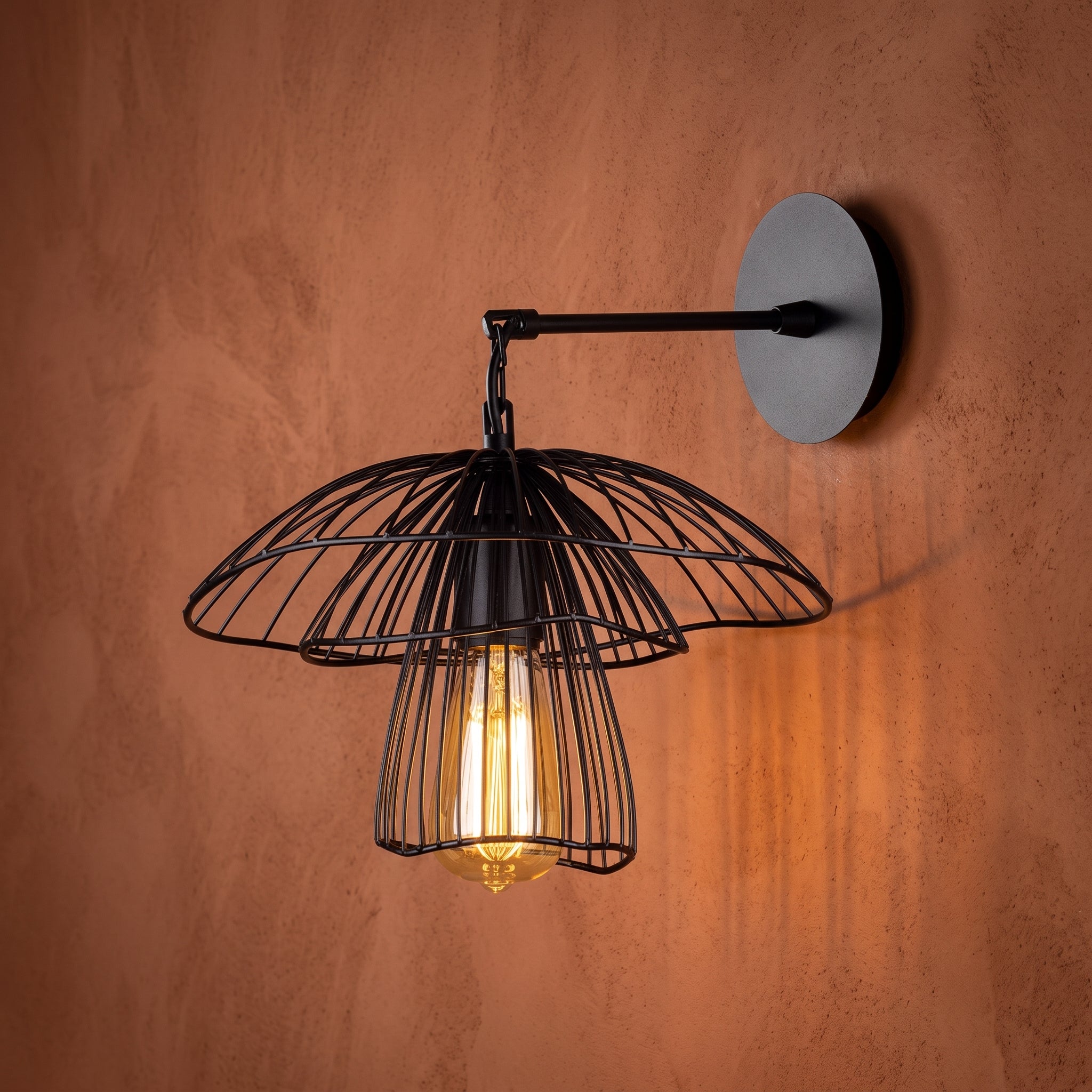 Applique murale champignon cage noir mat jeux d'ombres