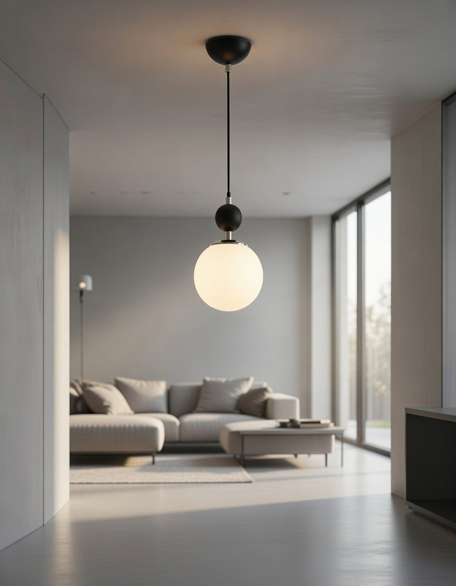 Lustre Suspendu Globe Moderne Minimaliste Noir et Blanc