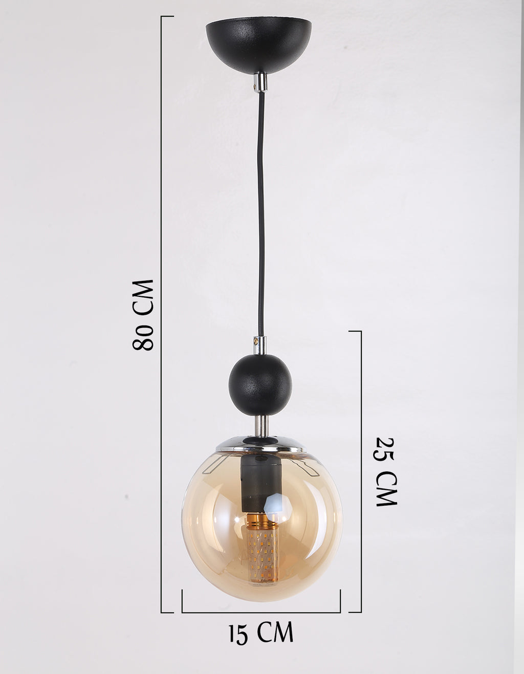 Lustre Suspendu Globe Ambré Design Moderne Noir