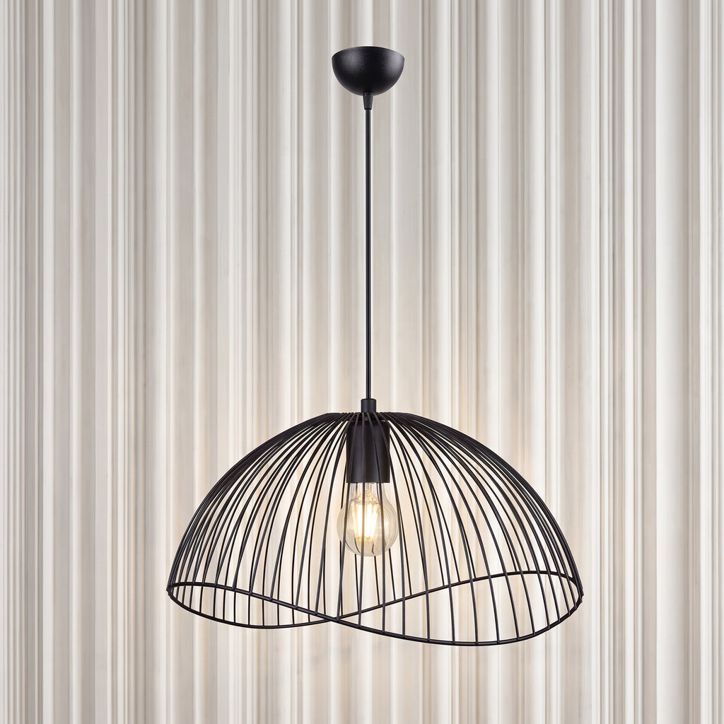 Lustre dôme fil de fer noir style industriel vintage