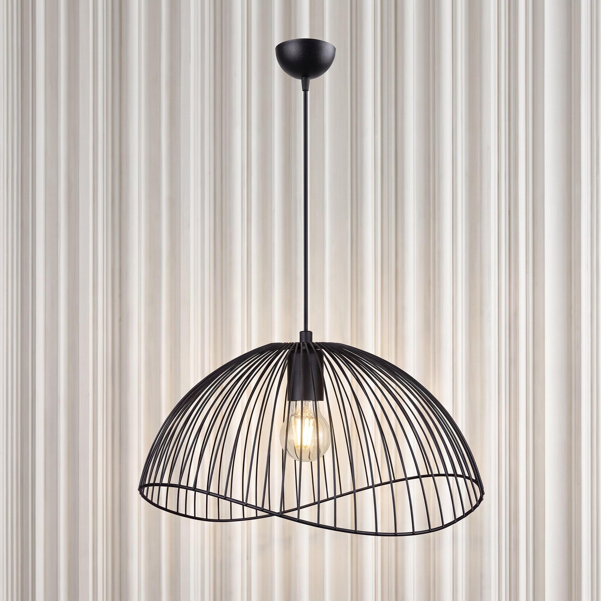 Lustre dôme fil de fer noir style industriel vintage
