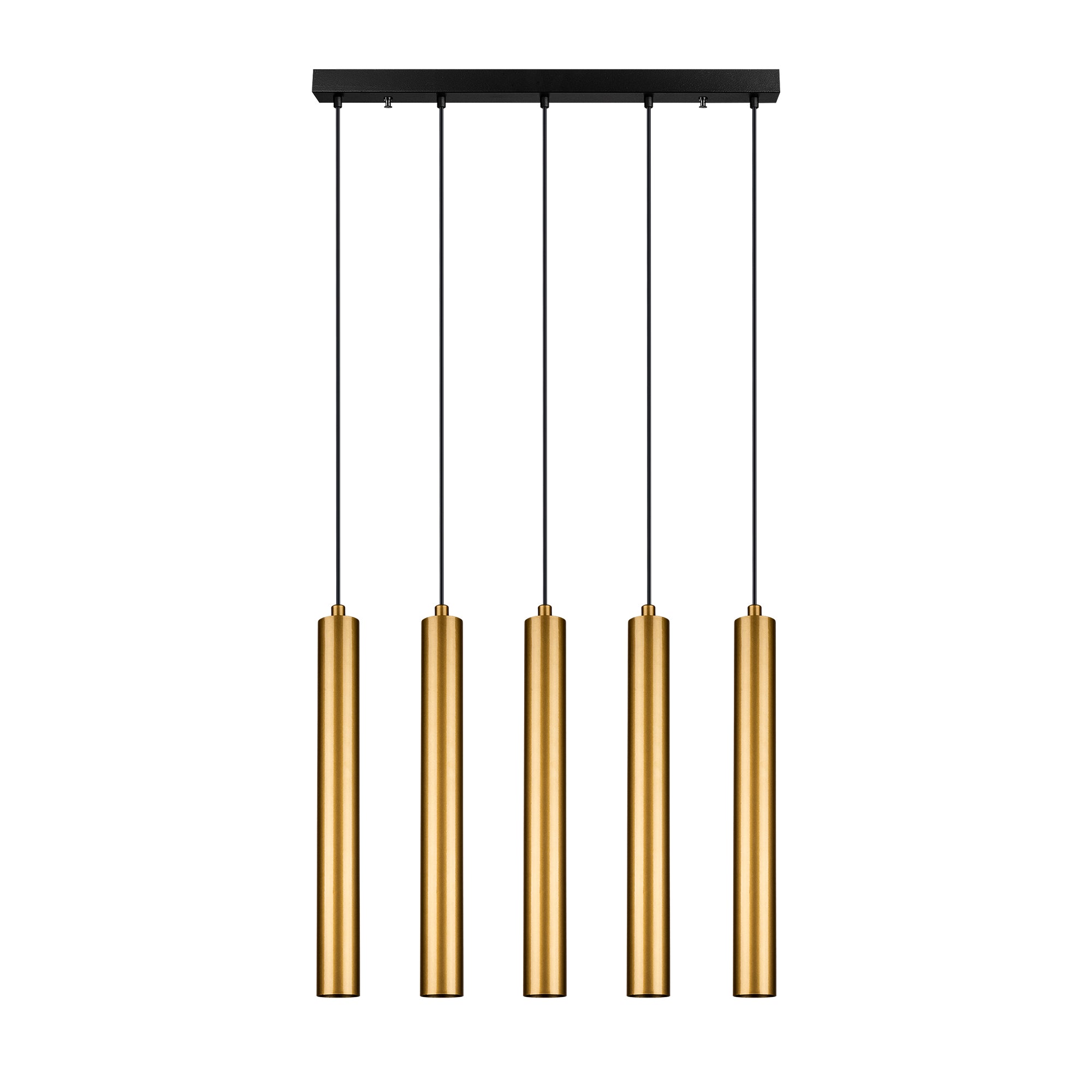TUBE - Lustre Suspendu 5 Tubes Cylindriques Doré Moderne E14