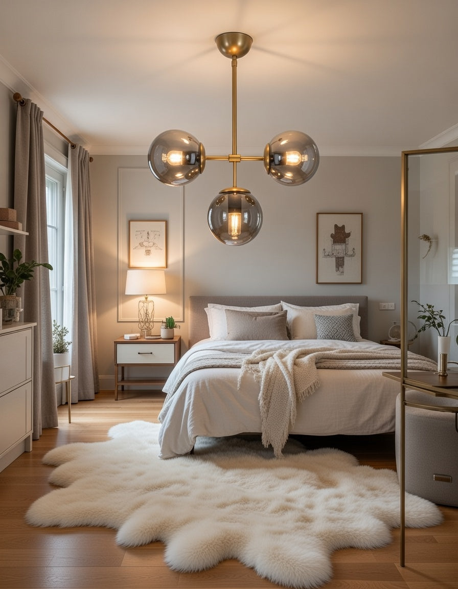 Suspension 3 globes fumé finition laiton