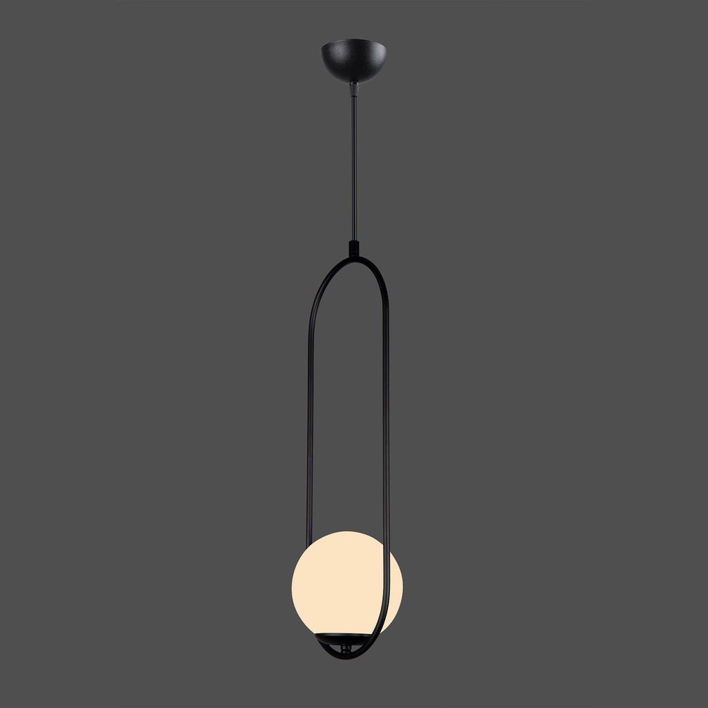 Lustre Suspendu Design Cadre Ovale Noir Globe