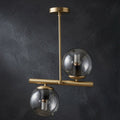 Lustre 2 globes fumés finition métal doré design moderne IP40