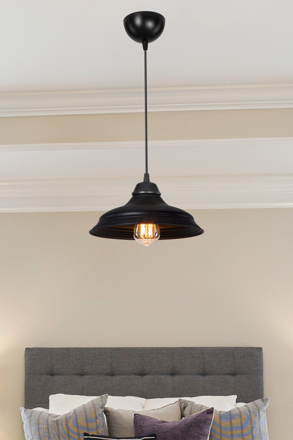 Suspension Industrielle Vintage Noir Mat - Style Loft