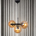 Suspension 3 globes ambré noir et doré design moderne IP40