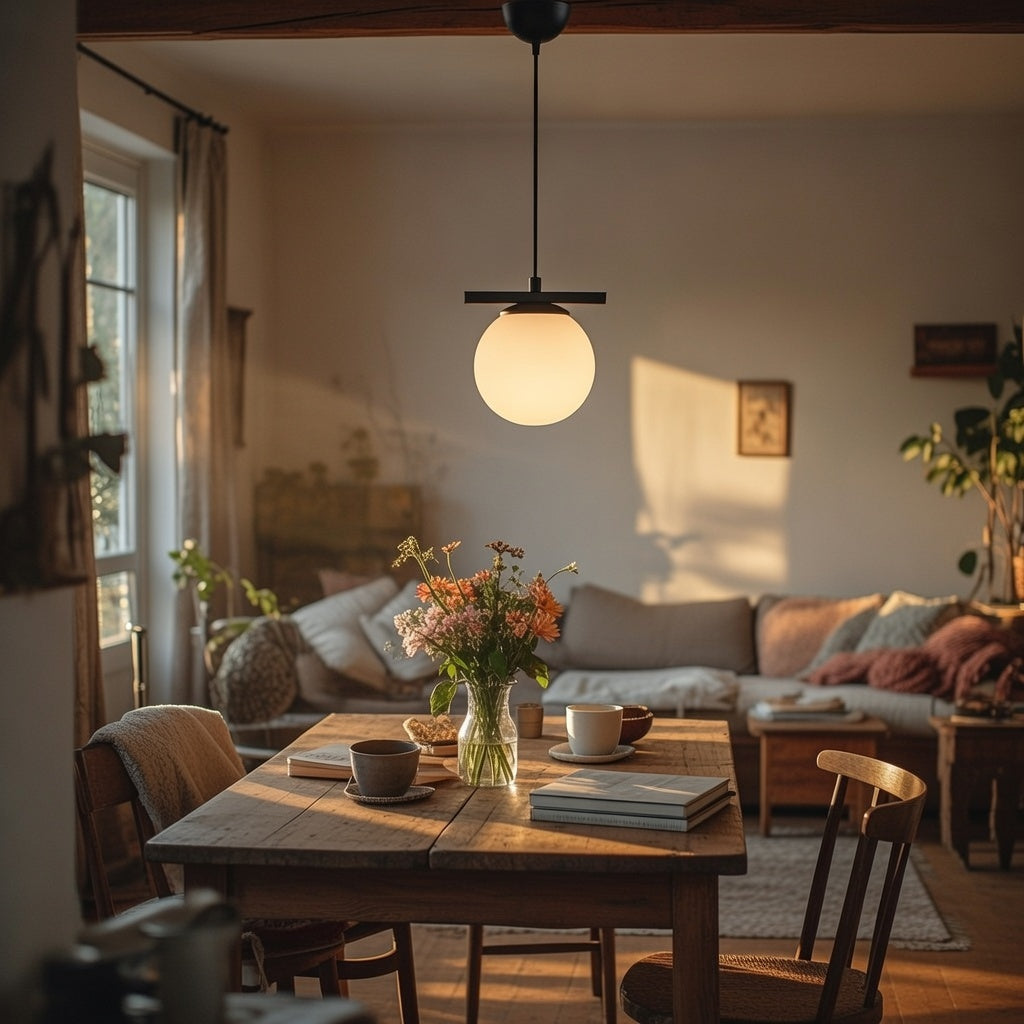 Lustre Suspendu Globe Blanc - Design Moderne