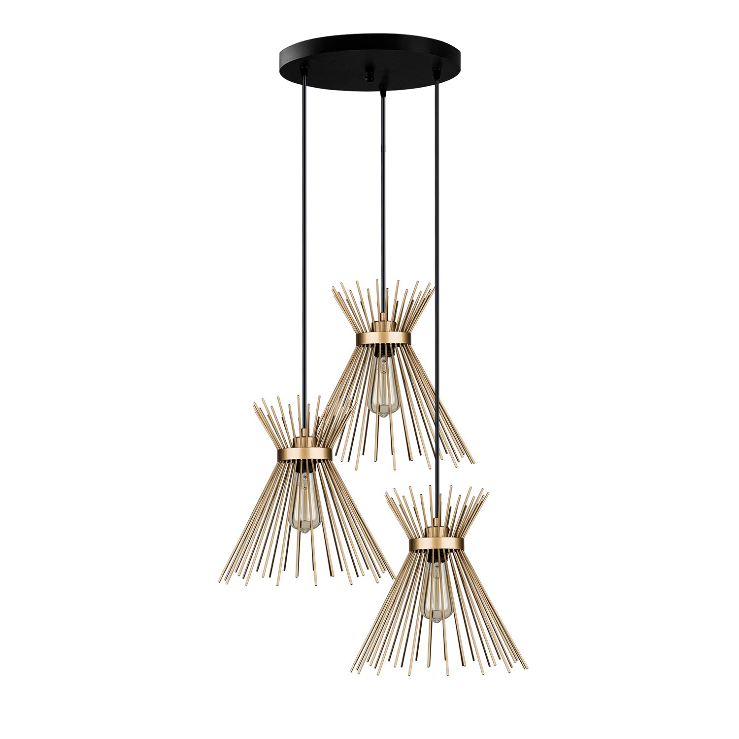Lustre Suspendu Design Starburst Triple Doré