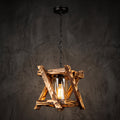 Lustre suspendu rustique bois naturel poutres entrecroisées