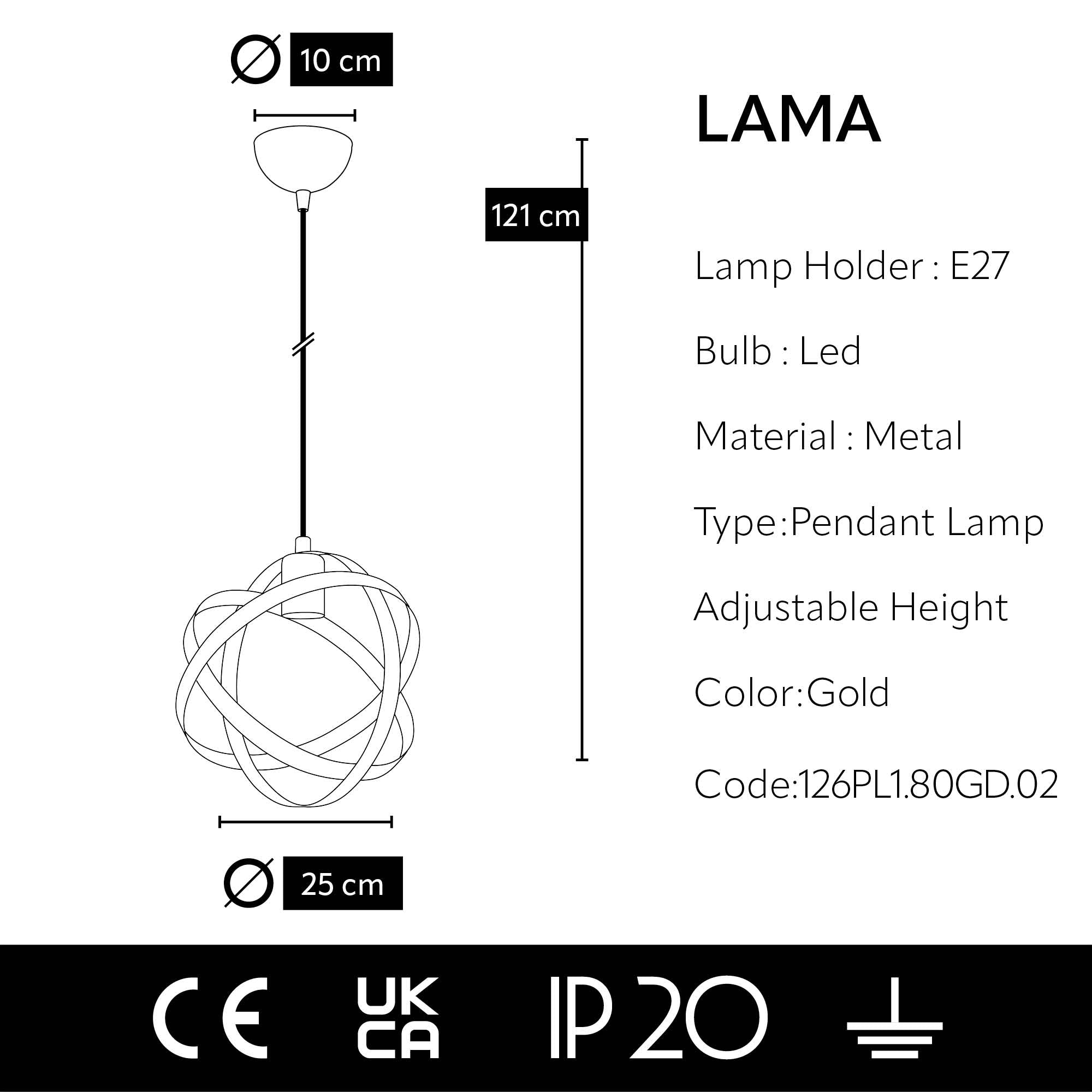 Lustre Suspendu  - Sphère Anneaux Dorés Design Moderne