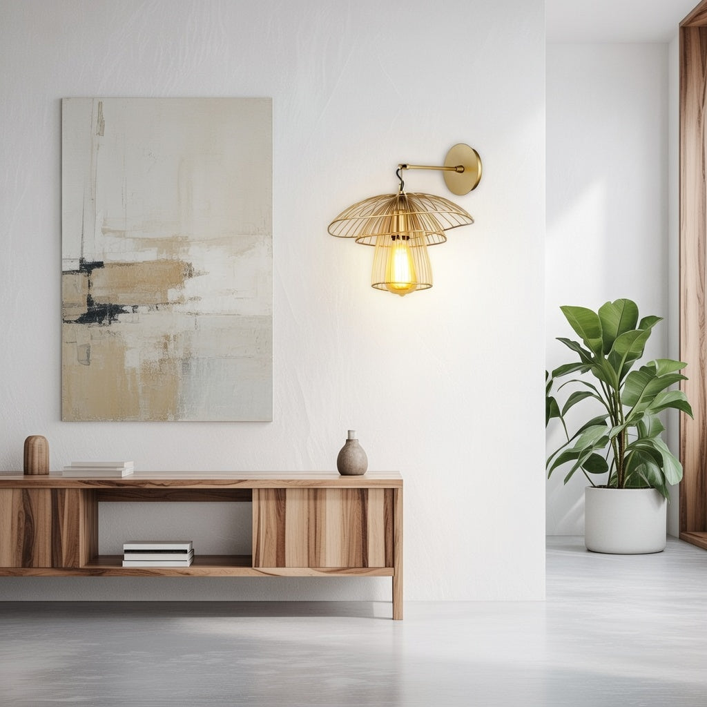  Ombres chaleureuses créées par l'applique cage doré