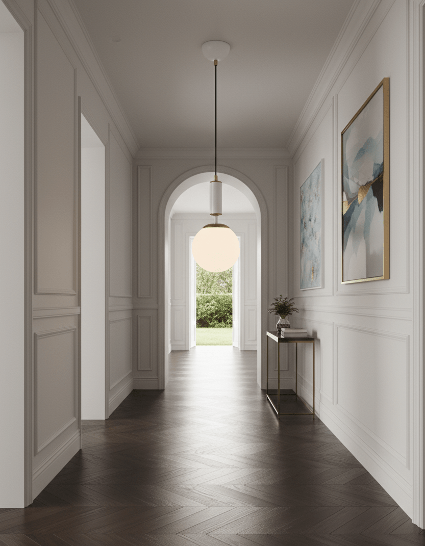 Suspension globe verre opale blanc cylindre céramique blanche laiton brossé E27 – Lumidestock