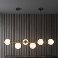 Lustre suspendu moderne 6 globes opalin 124 cm