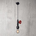 Lustre steampunk robinet valve rouge structure métal noir