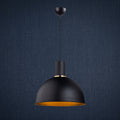 Lustre dôme noir mat intérieur doré Ø28 cm