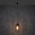 Lustre cage fil de fer sphérique noir Ø20 cm design industriel