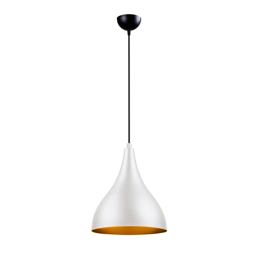 Lustre Suspendu Blanc et Or - Design Moderne Goutte