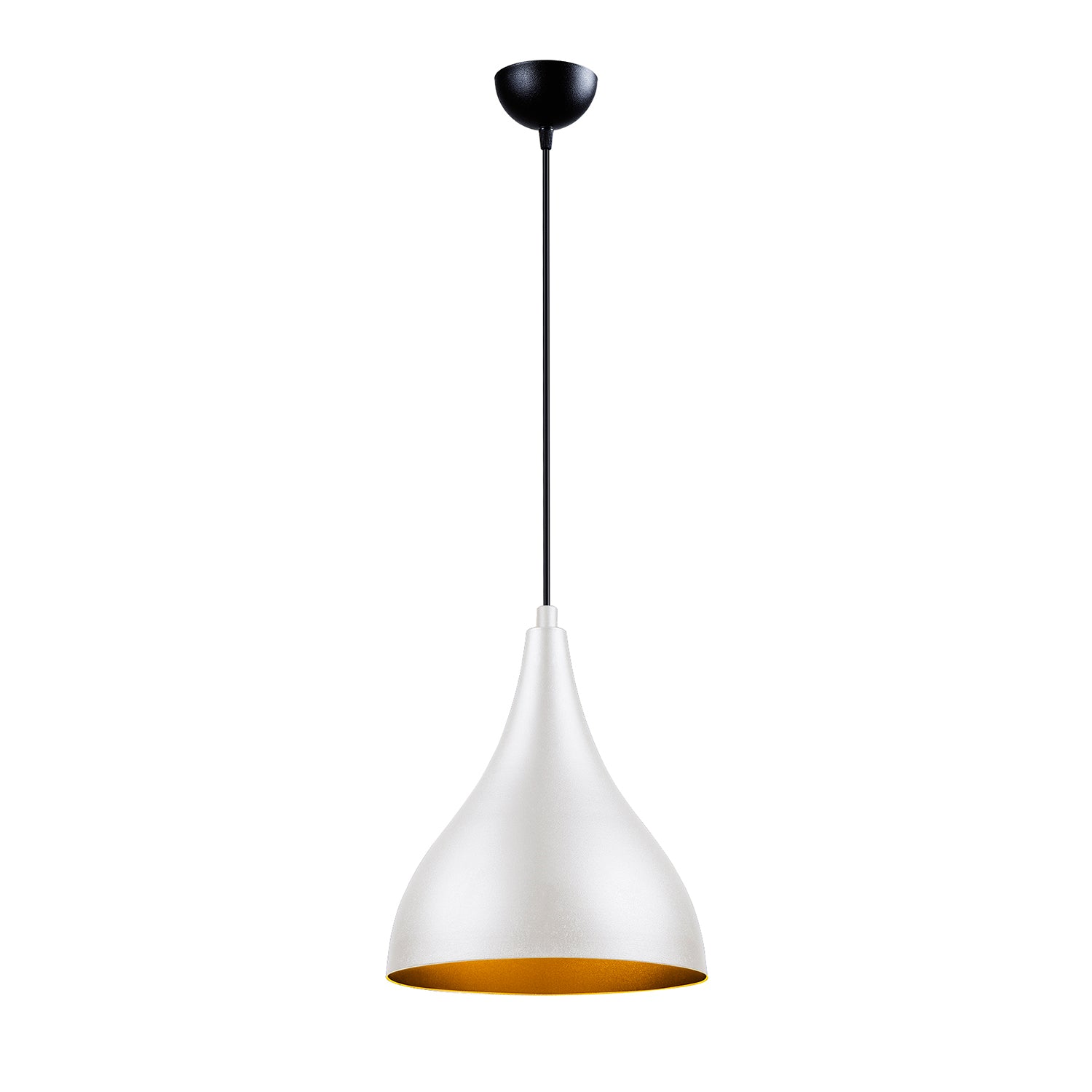 Lustre Suspendu Blanc et Or - Design Moderne Goutte
