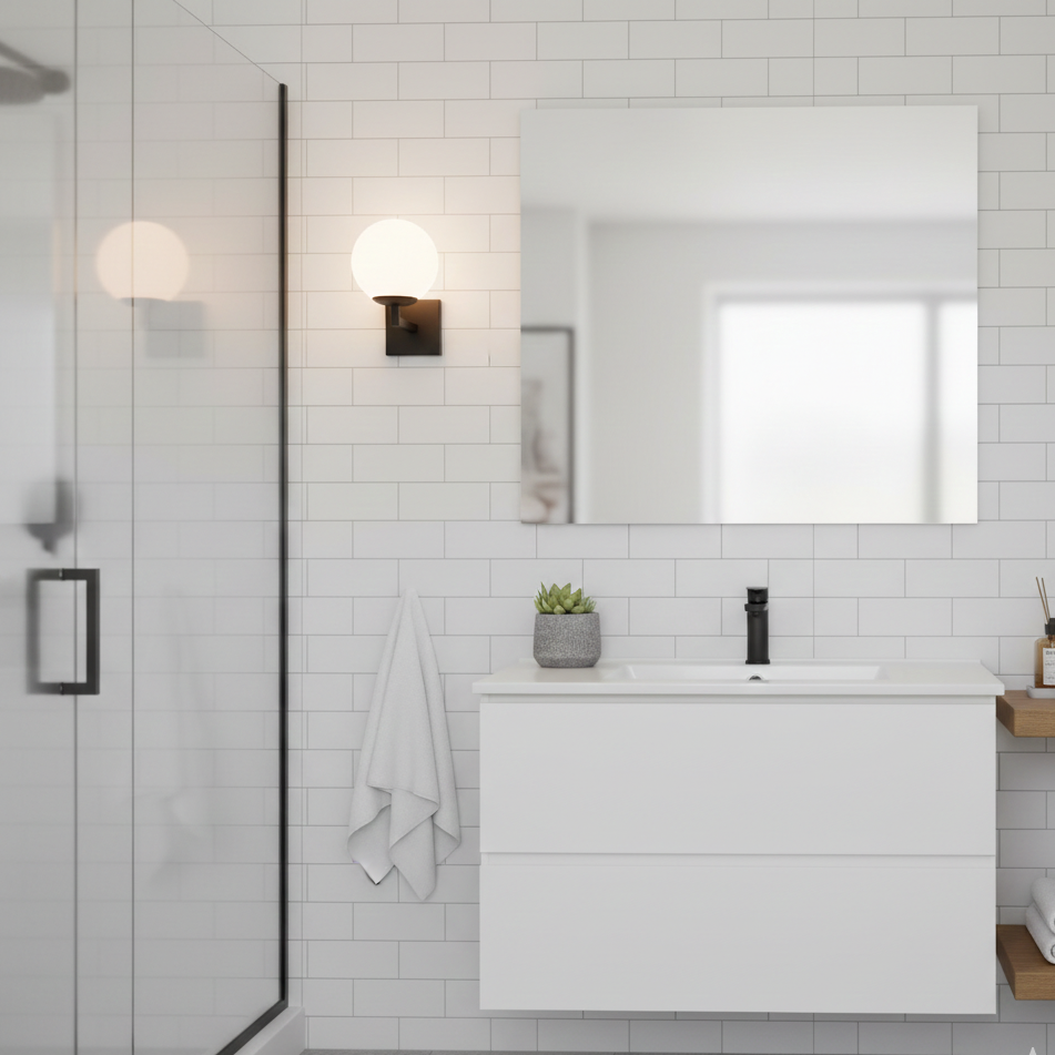 Applique Murale Globe Verre Opale Noir Mat