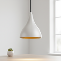 Lustre Suspendu Blanc et Or - Design Moderne Goutte