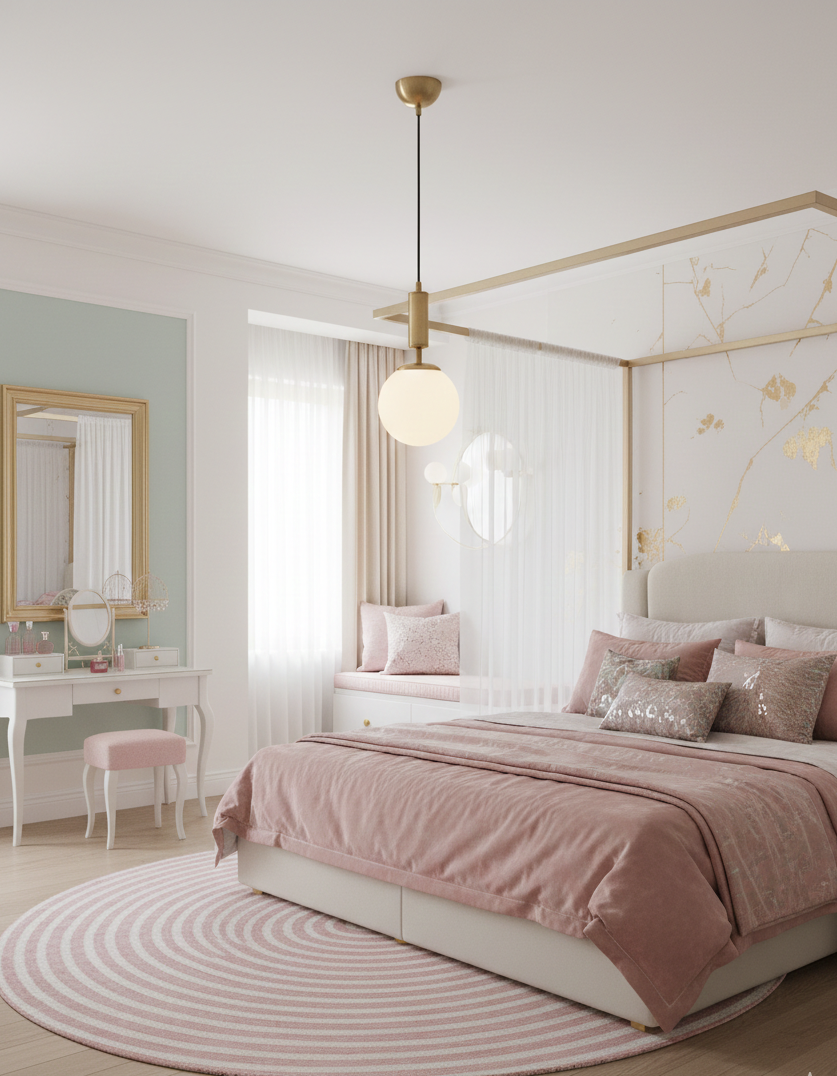 Suspension Globe Laiton Brossé - Verre Blanc Opale