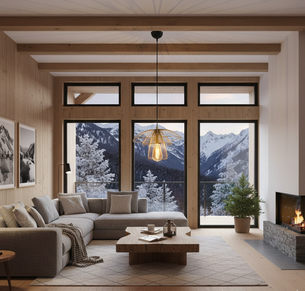 Lustre Suspendu Champignon Fil de Fer Doré - Design Contemporain