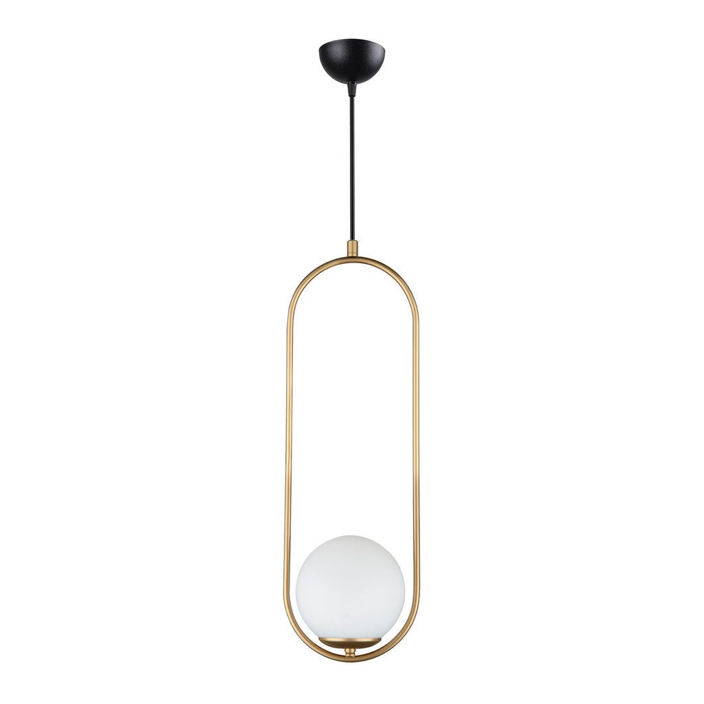 Lustre Suspendu Design Cadre Ovale Doré Globe