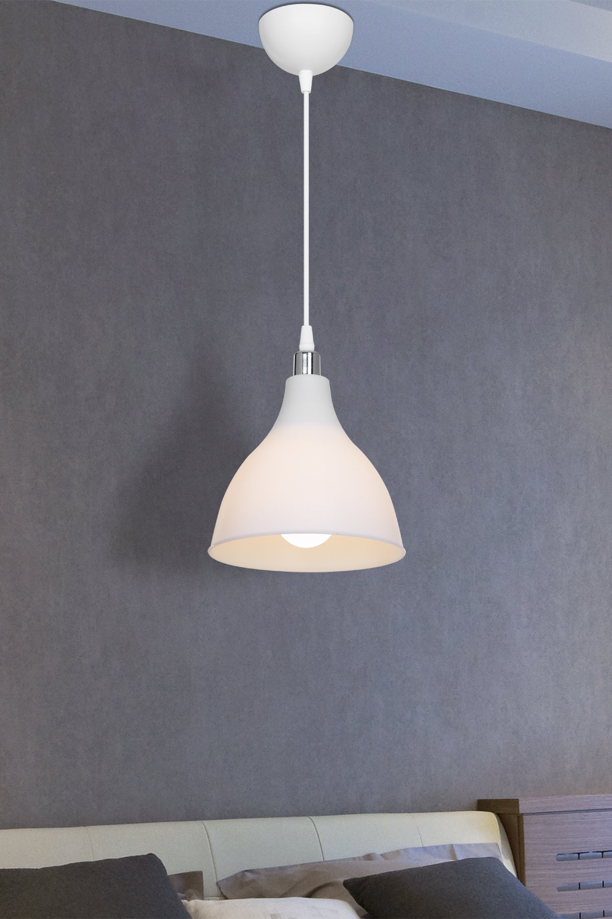 Lustre Suspendu Blanc Moderne - Design Cloche Minimaliste