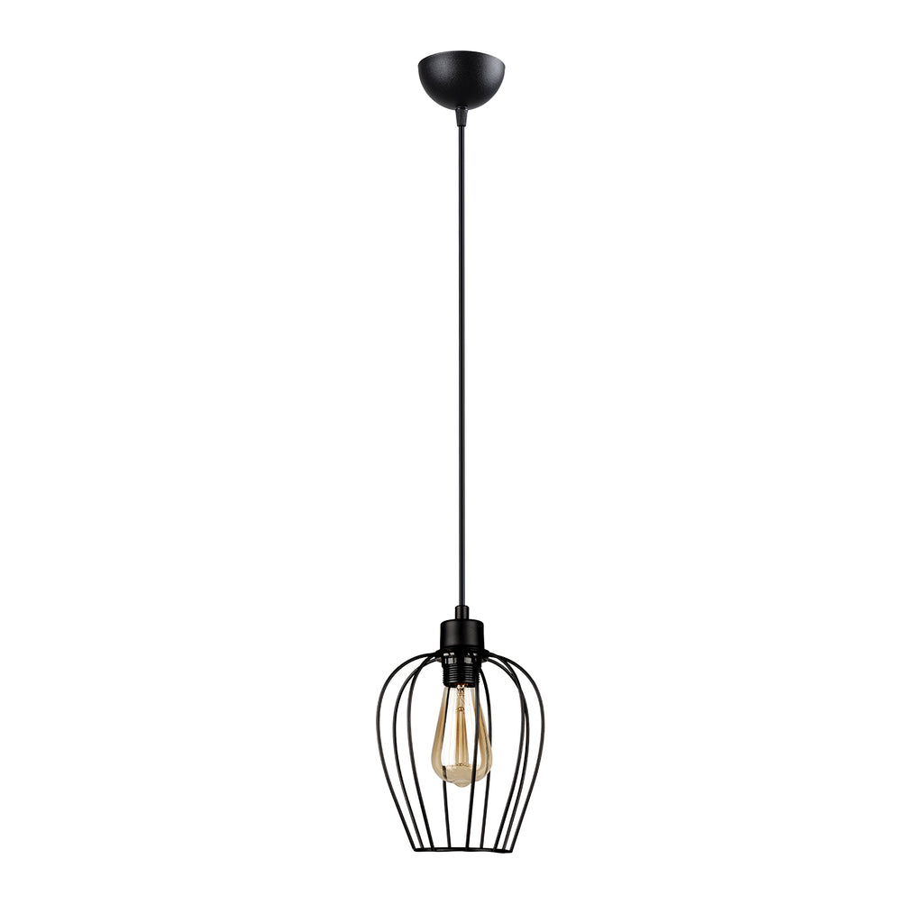 Lustre Suspendu  Cage Fil de Fer Noir - Design Industriel
