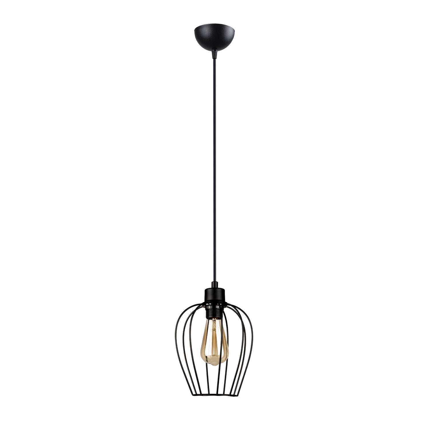 Lustre Suspendu  Cage Fil de Fer Noir - Design Industriel