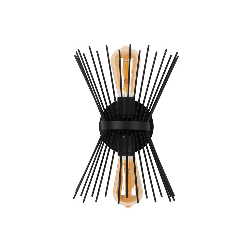 Applique murale design starburst noir mat avec rayons métalliques E27