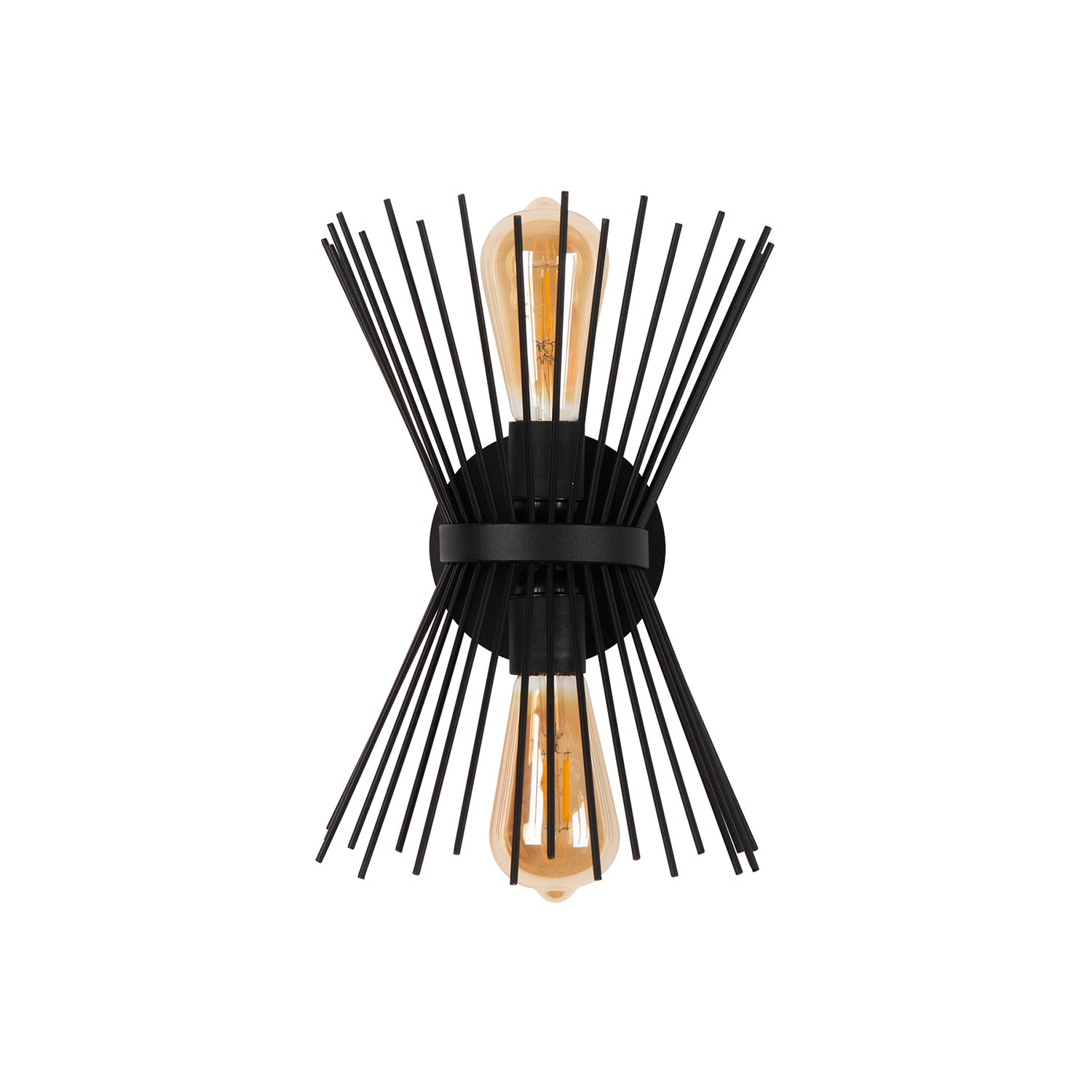 Applique murale design starburst noir mat avec rayons métalliques E27