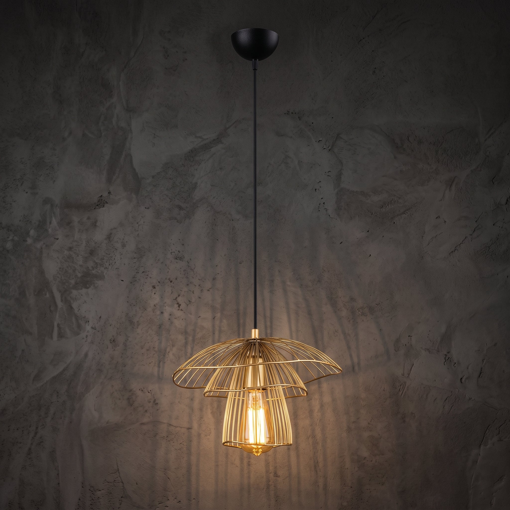 Lustre champignon fil de fer doré Ø33 cm design organique