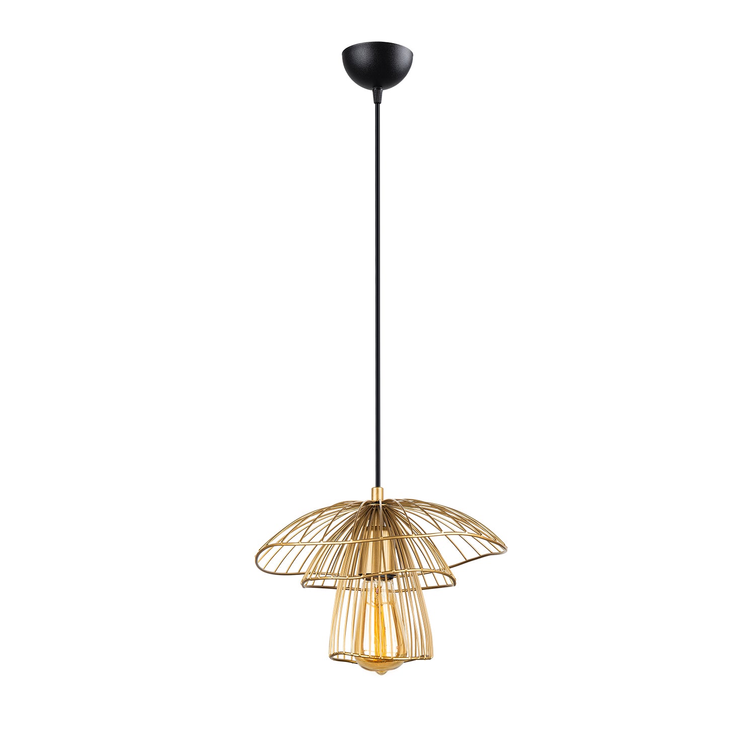 Lustre Suspendu Champignon Fil de Fer Doré - Design Contemporain