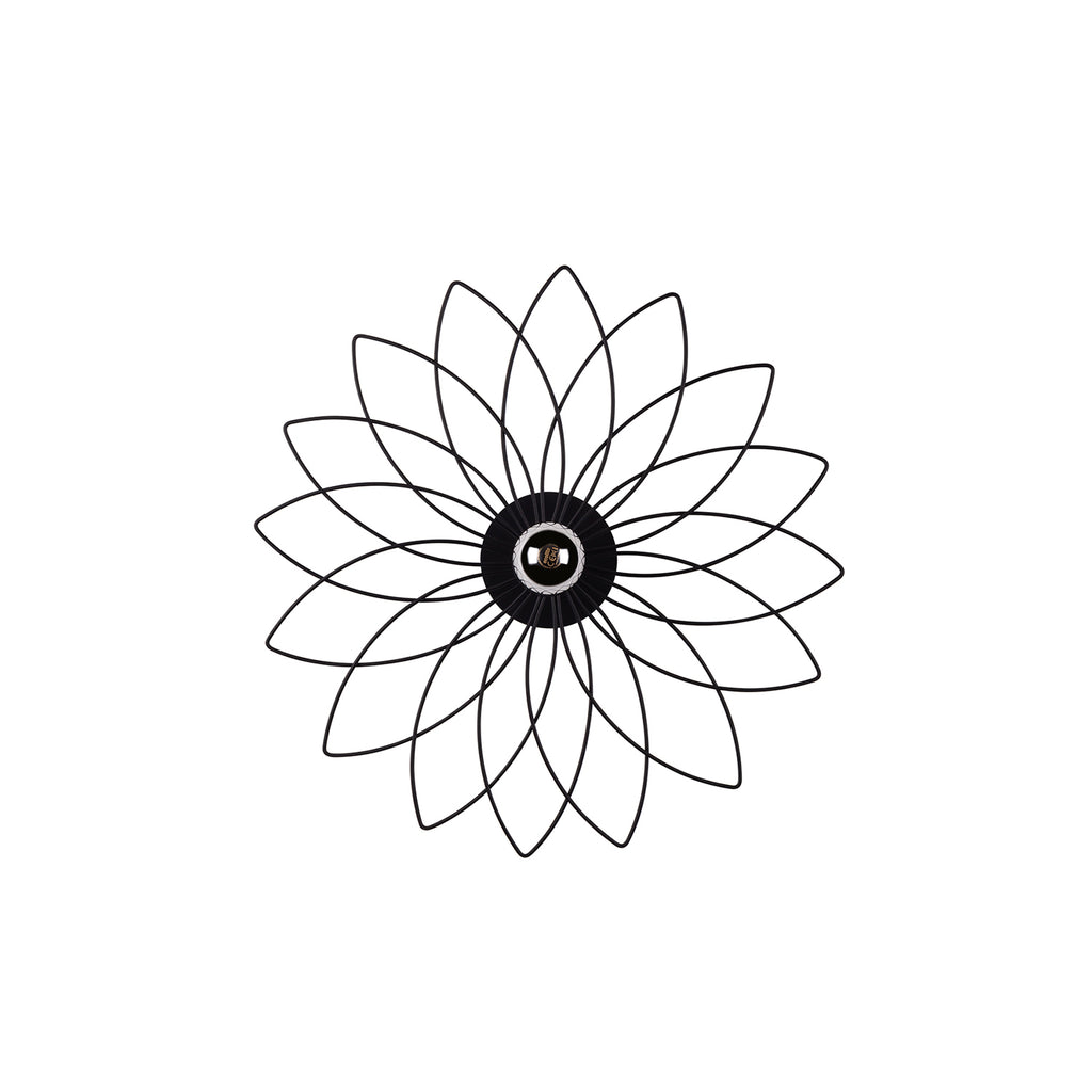 Applique murale fleur de lotus noire en métal vue de face