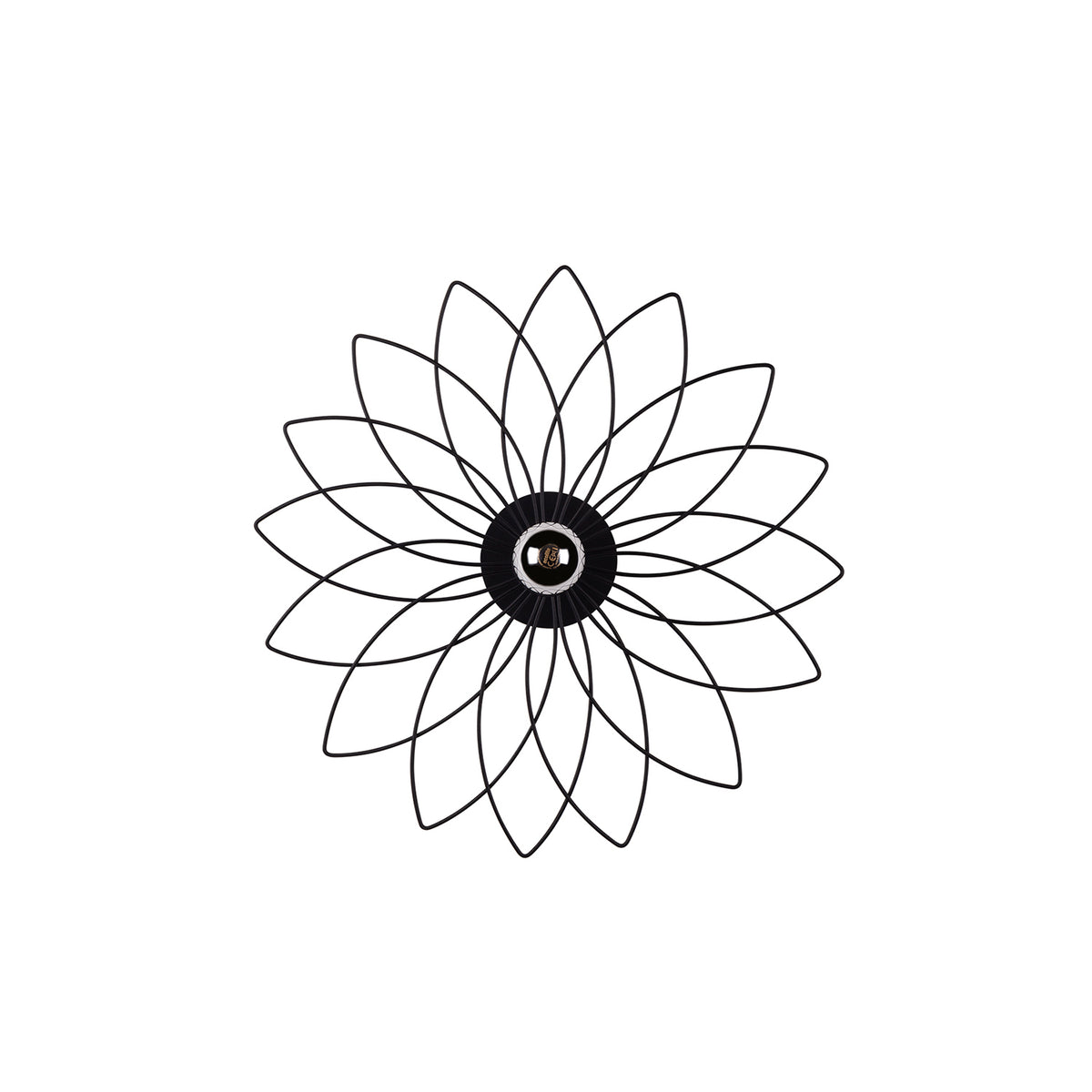Applique murale fleur de lotus noire en métal vue de face