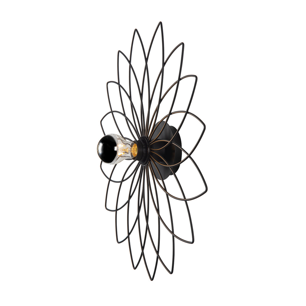 Applique murale fleur de lotus noire en métal vue de profil