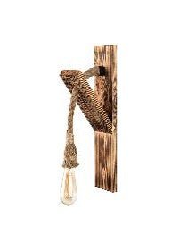 Applique murale en bois brûlé et corde naturelle vue de profil