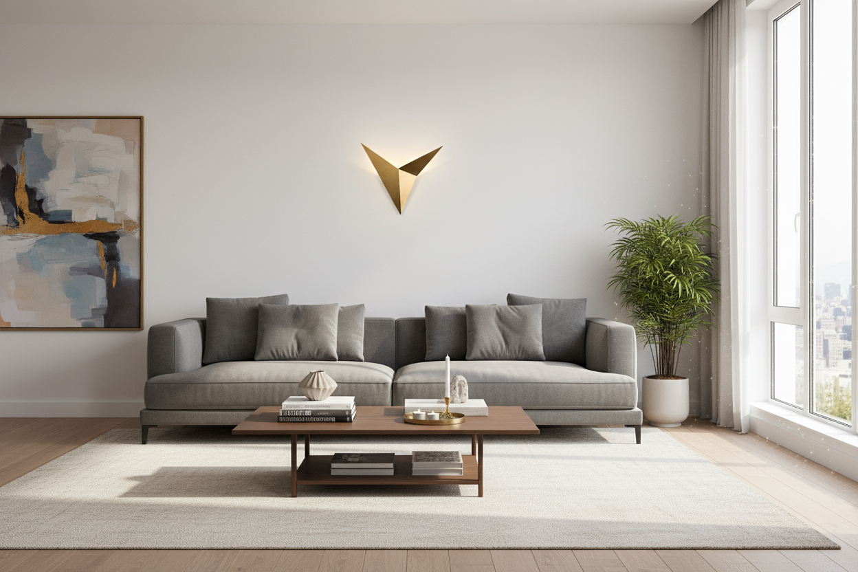 Applique murale dorée dans un appartement moderne