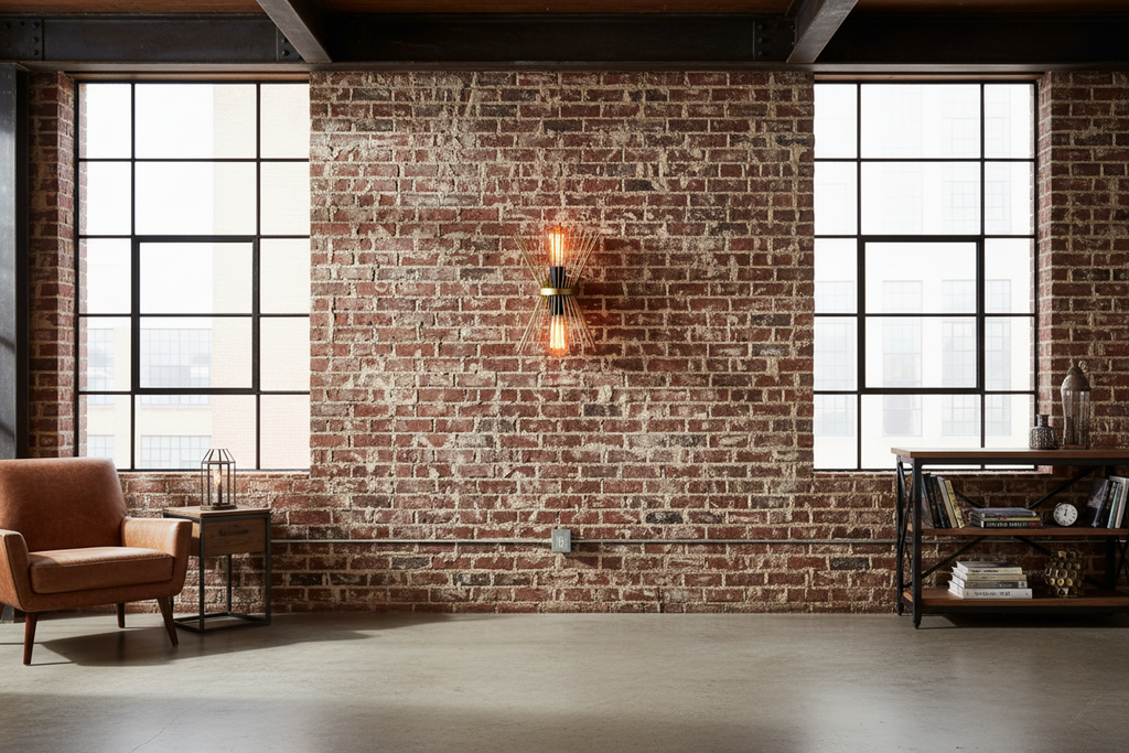 Applique murale dorée dans un intérieur industriel