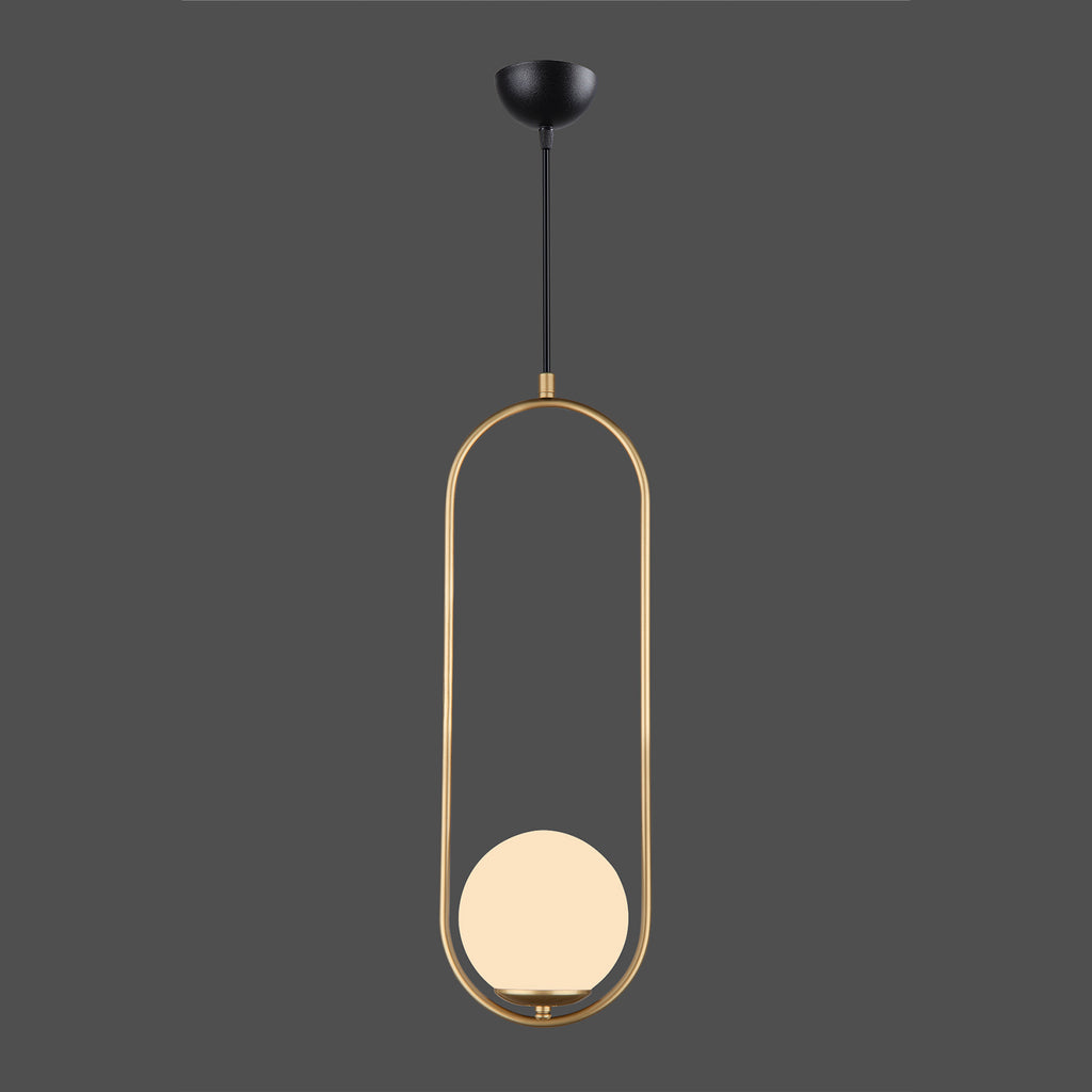 Lustre Suspendu Design Cadre Ovale Doré Globe