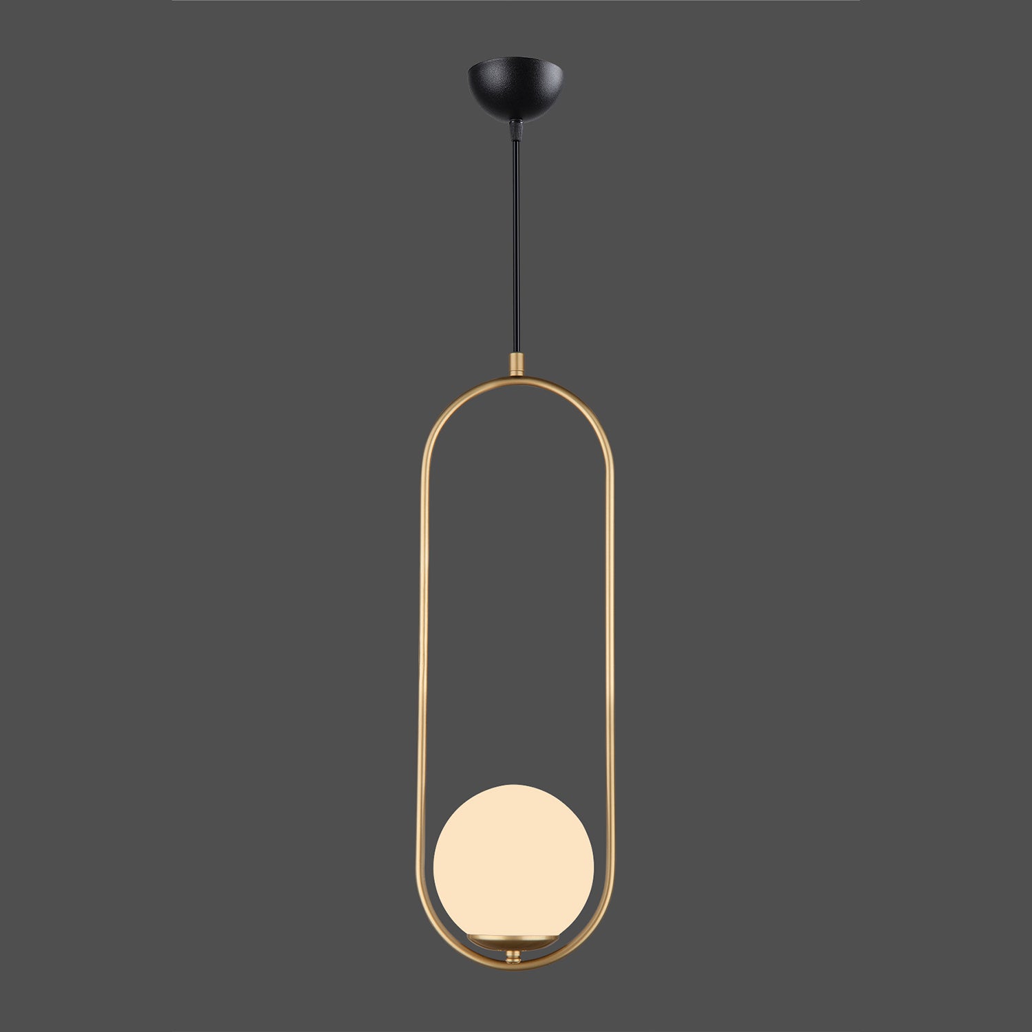 Lustre Suspendu Design Cadre Ovale Doré Globe