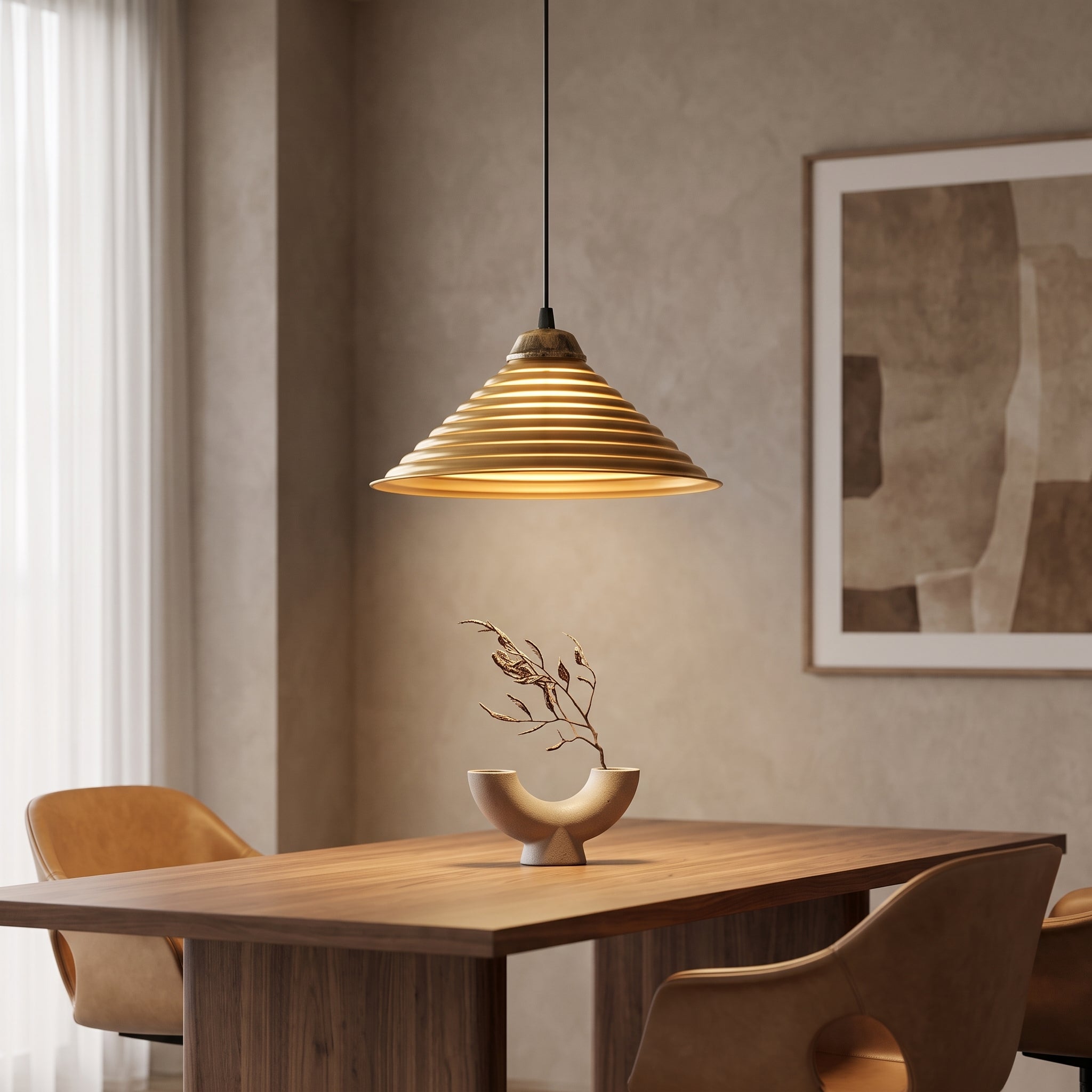 Lustre suspendu doré spirale cercles concentriques Ø28 cm  design sculptural luxueux