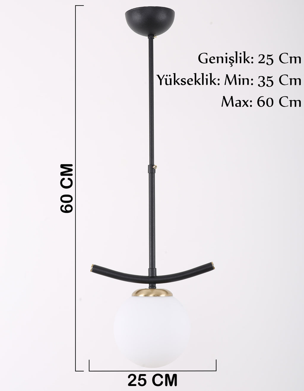 Suspension globe blanc opalin noir et doré