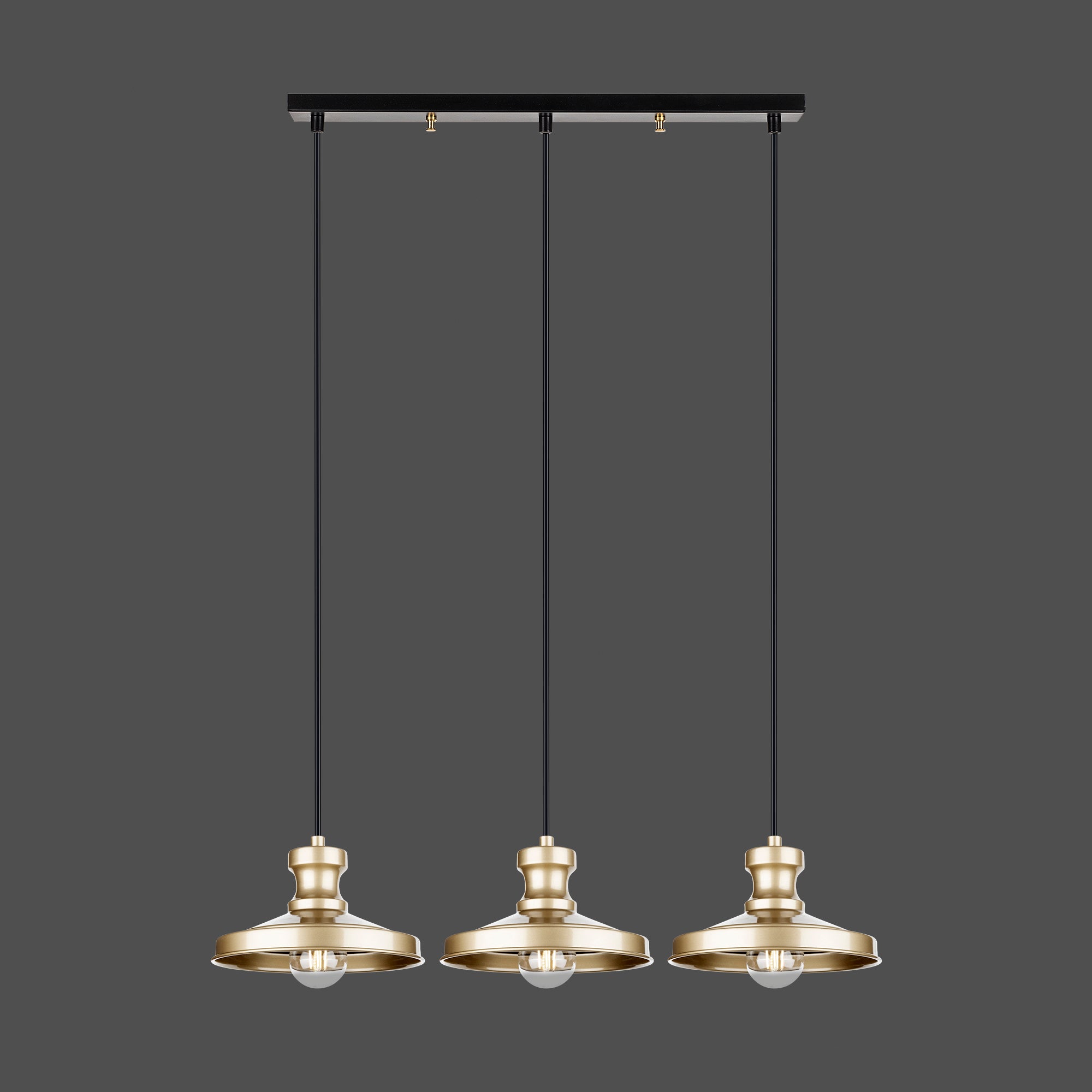 Lustre Suspendu Triple Doré - Design Moderne